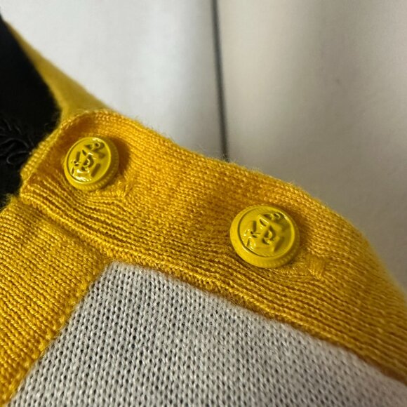 Banana Republic 100% Pure Merino Wool Extra Fine Sweater sz L Top striped yellow - Picture 2 of 6